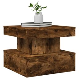Berkfield Home Coffee Table with LED Lights Smoked Oak 50x50x40 cm in Brown - Size: 50 x 50 x 40 cm - thumbnail 6
