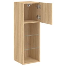 Berkfield Home TV Cabinets with LED Lights 2 pcs Sonoma Oak 30.5x30x90 cm in Brown - thumbnail 8