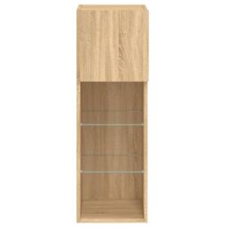 Berkfield Home TV Cabinets with LED Lights 2 pcs Sonoma Oak 30.5x30x90 cm in Brown - thumbnail 9