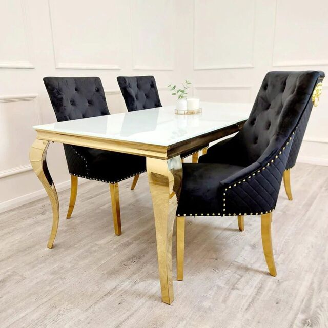 Celebrity Interiors Louis Glass Top Dining Table in White - Size: 160 cm x 90 cm - image 1