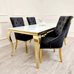 Celebrity Interiors Louis Glass Top Dining Table in White - Size: 160 cm x 90 cm - thumbnail 1