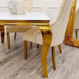 Celebrity Interiors Louis Glass Top Dining Table in White - Size: 160 cm x 90 cm - thumbnail 3