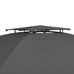 Berkfield Home Garden Marquee Pavilion Tent with Curtains Hexagonal 360x265 cm in Dark Grey - thumbnail 4