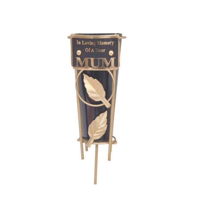 David Fischhoff Memorial Grave Metal Spike Flower Vase - Mum in Black