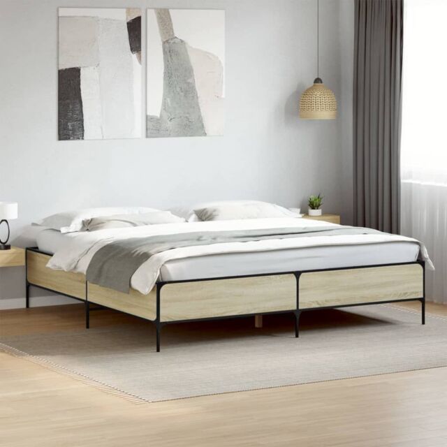 Berkfield Home Bed Frame without Mattress Sonoma Oak 180x200 cm Super King in Brown - image 1