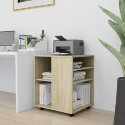 Berkfield Home Rolling Cabinet Sonoma Oak 60x53x72 cm Engineered Wood in Brown - Size: 60 x 53 x 72 cm - thumbnail 3