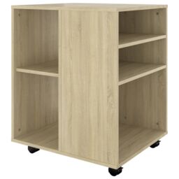 Berkfield Home Rolling Cabinet Sonoma Oak 60x53x72 cm Engineered Wood in Brown - Size: 60 x 53 x 72 cm - thumbnail 5