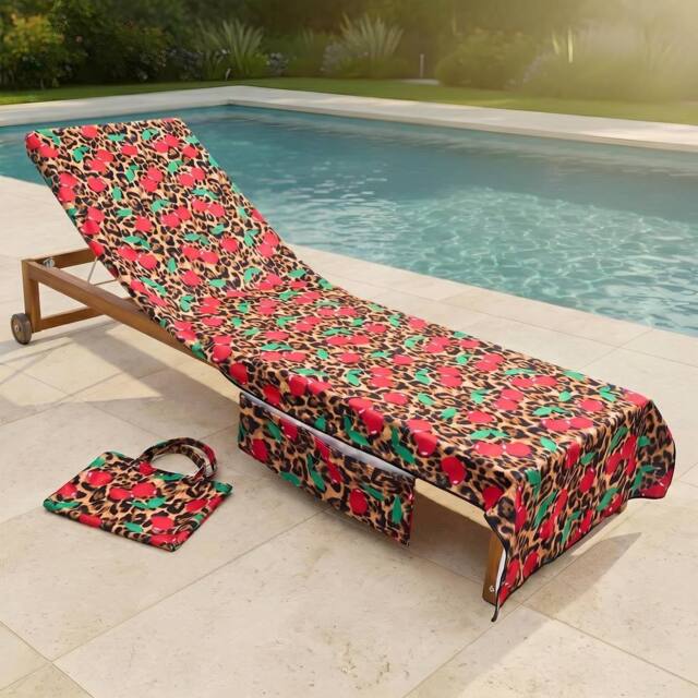 OHS Leopard Beach Towel with Bag Quick Dry Absorbent Travel Spa - image 1