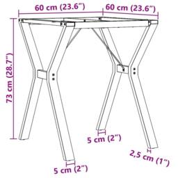 Berkfield Home Dining Table Legs Y-Frame 60x60x73 cm Cast Iron in Black - Size: 60 x 60 x 73 cm - thumbnail 9