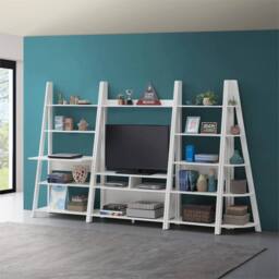 Havendro 5 Tier Bookcase Wall Unit Shelving Organiser Living White - Size: 0.6m2 - thumbnail 3
