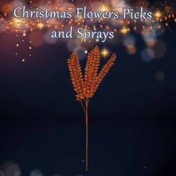 VFM e-Store Christmas Long Stem with Glitter Decoration 80cm x 27cm Orange X 1 - Size: 80 cm x 27 cm - thumbnail 3