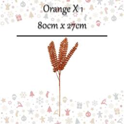 VFM e-Store Christmas Long Stem with Glitter Decoration 80cm x 27cm Orange X 1 - Size: 80 cm x 27 cm - thumbnail 2