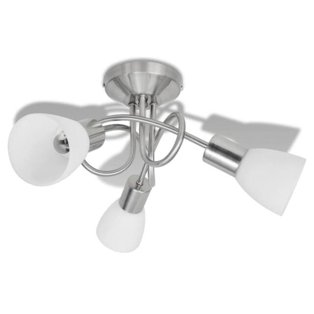 Berkfield Home Ceiling Lamp with Glass Shades for 3 E14 Bulbs in White - image 1