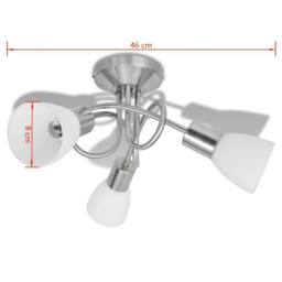 Berkfield Home Ceiling Lamp with Glass Shades for 3 E14 Bulbs in White - thumbnail 6