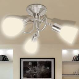 Berkfield Home Ceiling Lamp with Glass Shades for 3 E14 Bulbs in White - thumbnail 2