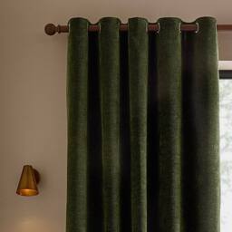 Yard Heath Washed Velvet Fully Lined Eyelet Curtain Pair in Coral - Size: 229 cm width x 229 cm drop - thumbnail 3