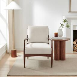 FurnitureboxUK Delia Beige Fabric Mid Century Modern Accent Chair - thumbnail 2