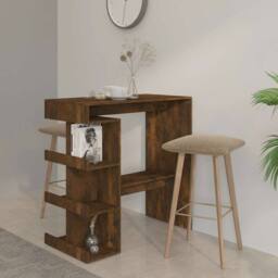 Berkfield Home Modern Bar Table with Storage Rack Smoked Oak 100x50x101.5cm Engi in Brown - Size: 100x50x101.5 cm - thumbnail 2
