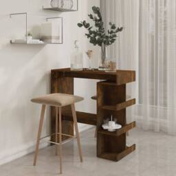 Berkfield Home Modern Bar Table with Storage Rack Smoked Oak 100x50x101.5cm Engi in Brown - Size: 100x50x101.5 cm