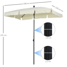 OUTSUNNY Aluminium Sun Umbrella Parasol Patio Rectangular 2M x 1.3M in Cream - thumbnail 3