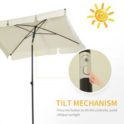 OUTSUNNY Aluminium Sun Umbrella Parasol Patio Rectangular 2M x 1.3M in Cream - thumbnail 4