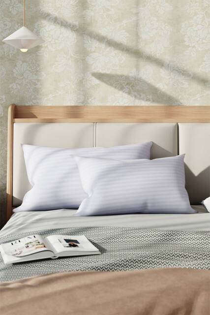 Garden Sanctuary 2-Pack 600 Grams Stripe Washable Pillow Insert in White - image 1