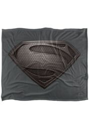 Warner Brothers Man Of Steel Logo Officially Licensed Silky Touch Super Soft Throw Blanket 152 x 127 cm in White