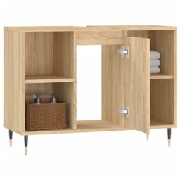 Berkfield Home Bathroom Cabinet Sonoma Oak 80x33x60 cm Engineered Wood in Brown - Size: 80 x 33 x 60 cm - thumbnail 4
