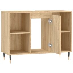 Berkfield Home Bathroom Cabinet Sonoma Oak 80x33x60 cm Engineered Wood in Brown - Size: 80 x 33 x 60 cm - thumbnail 5