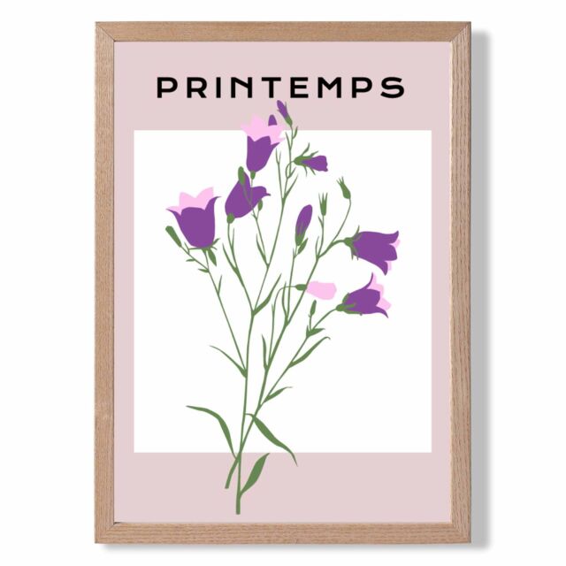 ARTZE Purple Wildflower Plant Flower Market Simplicity Framed Print SIZE: A2 with Oak Frame - Size: A4 - image 1