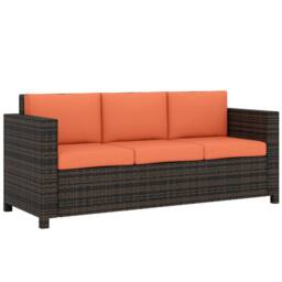 OUTSUNNY Rattan Wicker 3-seater Sofa Chair Patio Furniture in Orange - thumbnail 2