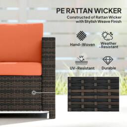 OUTSUNNY Rattan Wicker 3-seater Sofa Chair Patio Furniture in Orange - thumbnail 4