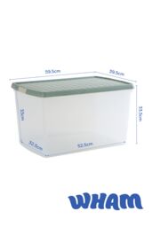 Wham Clip 3x 62L Rectangular Plastic Storage Boxes with Clip Lock Lids in Green - thumbnail 6