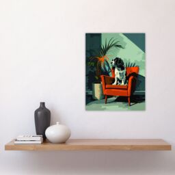 "Artery8 Wall Art Print Springer Spaniel Dog Lover Red Armchair Portrait Poster in Green - Size: W24"" x H32""" - thumbnail 4