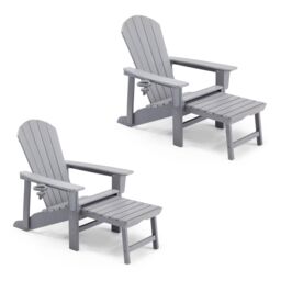 VonHaus Westport Reclining HDPE Adirondack Garden Chair with Footrest Set of 2 in Grey - Size: 2 Pack - thumbnail 1