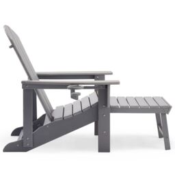 VonHaus Westport Reclining HDPE Adirondack Garden Chair with Footrest Set of 2 in Grey - Size: 2 Pack - thumbnail 9