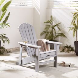 VonHaus Westport Reclining HDPE Adirondack Garden Chair with Footrest Set of 2 in Grey - Size: 2 Pack - thumbnail 5
