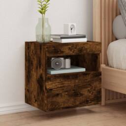 Berkfield Home TV Wall Cabinets with LED Lights 2 pcs Smoked Oak 40x30x40 cm in Brown - Size: 40 x 30 x 40 cm - thumbnail 1