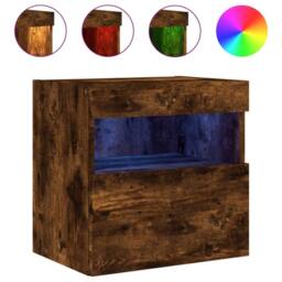 Berkfield Home TV Wall Cabinets with LED Lights 2 pcs Smoked Oak 40x30x40 cm in Brown - Size: 40 x 30 x 40 cm - thumbnail 7