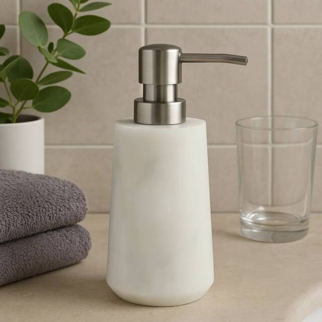 Orsina Pure Marble Off-White Lotion Dispenser in White - image 1