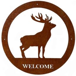 Poppyforge Stag Small Wall Art - with Text - Steel - W29.5 x H29.5 cm - BM/RtR in Brown - thumbnail 2