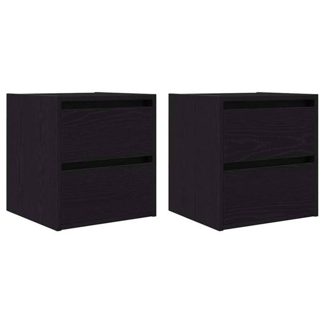 Berkfield Home Wall-mounted Bedside Cabinets 2 pcs Black Oak 38x34x40 cm - Size: 38 x 34 x 40 cm - image 1