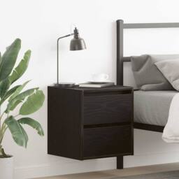 Berkfield Home Wall-mounted Bedside Cabinets 2 pcs Black Oak 38x34x40 cm - Size: 38 x 34 x 40 cm - thumbnail 2