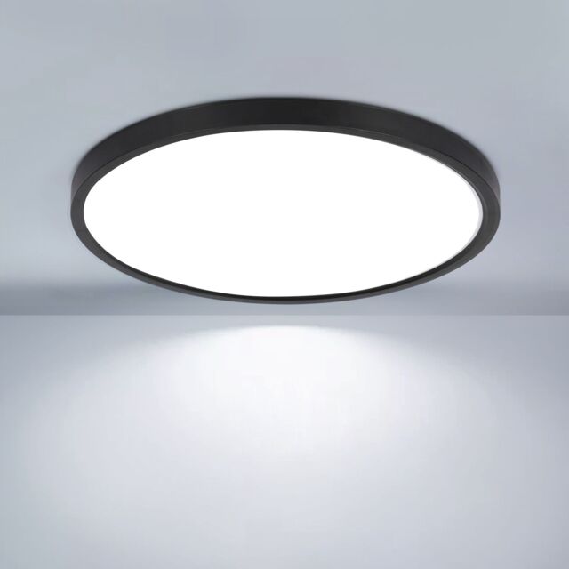 Pheashine Black LED Ceiling Light, 24W 6500K Cool White, 30cm Round Flush Mount - image 1