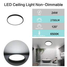 Pheashine Black LED Ceiling Light, 24W 6500K Cool White, 30cm Round Flush Mount - thumbnail 6
