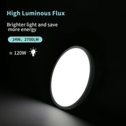 Pheashine Black LED Ceiling Light, 24W 6500K Cool White, 30cm Round Flush Mount - thumbnail 3