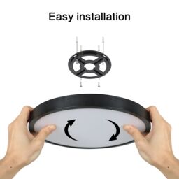 Pheashine Black LED Ceiling Light, 24W 6500K Cool White, 30cm Round Flush Mount - thumbnail 4