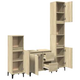 Berkfield Home 3 Piece Bathroom Furniture Set Sonoma Oak Engineered Wood in Light Tan - thumbnail 7