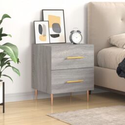 Berkfield Home Bedside Cabinet Grey Sonoma 40x35x47.5 cm Engineered Wood - thumbnail 1