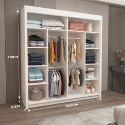 Interior Emporium Ltd IE Stylish Venice Bedroom Wardrobe with Double Sliding Doors without LED Lighting ( Black, 203 cm ) in Black - thumbnail 4
